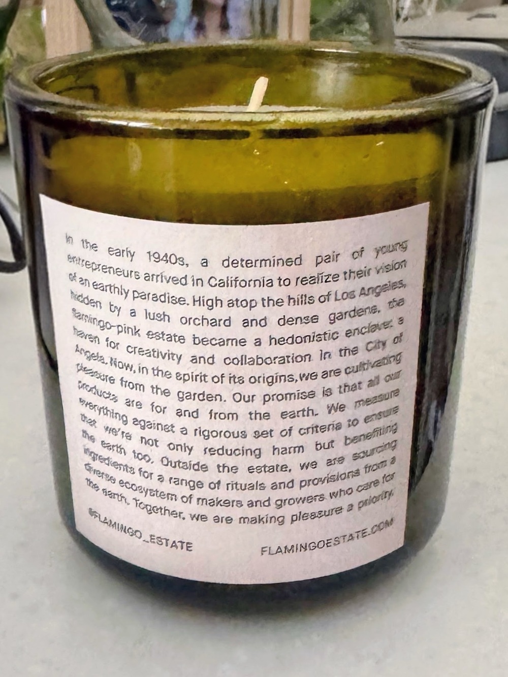 Flamingo Estate Adriatic Muscatel Sage Candle - Green Glass Jar 8oz - Picture 2 of 4
